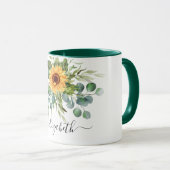 Zonnebloem Eucalyptus greenery name script Mok (Voorkant rechts)