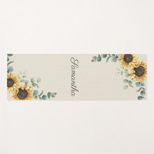 Zonnebloem Eucalyptus Greenery Script Floral Yogamat (Voorkant (horizontaal))