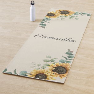 Zonnebloem Eucalyptus Greenery Script Floral Yogamat