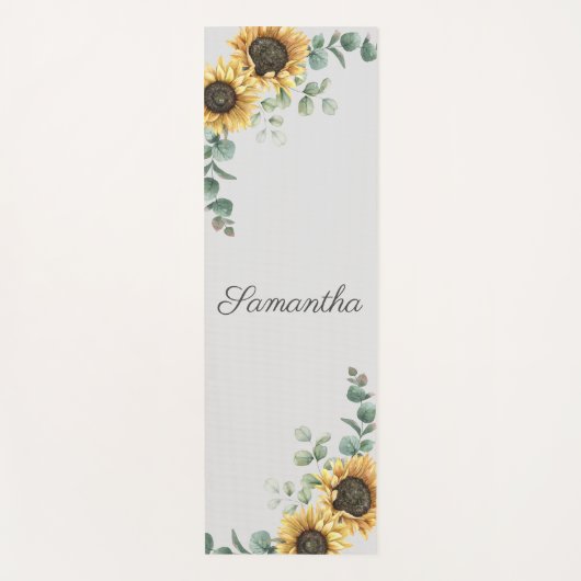 Zonnebloem Eucalyptus Greenery Script Persoonlijk Yogamat (Voorkant)