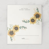 Zonnebloem Eucalyptus Greenery Script Weduwtabel Plaatskaartje (Buitenkant ongevouwen)