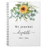 Zonnebloem eucalyptus greenrey script naam notitie notitieboek (Voorkant)