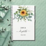 Zonnebloem Eucalyptus greenry scriptnaam 2023 Planner<br><div class="desc">Een witte achtergrond. Verdroogd met zonnebloemen,  eucalyptusgroen. Voeg een naam,  tekst toe. De naam wordt geschreven met een modern handgeschreven stijlmanuscript met swashes. Om de spoelbeurten te houden schrap slechts de steekproefnaam,  verlaat de ruimten of emoji's voor en na de naam.</div>