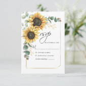 Zonnebloem Eucalyptus groen bloemen RSVP Kaartje (Staand voorkant)