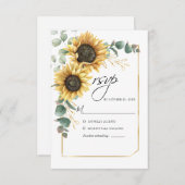 Zonnebloem Eucalyptus groen bloemen RSVP Kaartje (Voorkant / Achterkant)