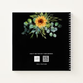 Zonnebloem eucalyptus groen script naam zwart notitieboek (Achterkant)