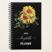 Zonnebloem eucalyptus groen zwarte naam planner (Voorkant)