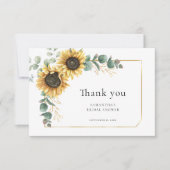 Zonnebloem Eucalyptus Groene Bruids Shower Bedankkaart (Voorkant)
