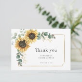Zonnebloem Eucalyptus Groene Bruids Shower Bedankkaart (Staand voorkant)