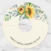 Zonnebloem Eucalyptus Groene Bruids Shower Wijnglaslabel (Voorkant)