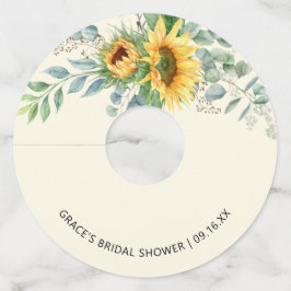 Zonnebloem Eucalyptus Groene Bruidsdouche Wijnglaslabel