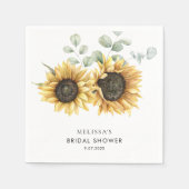 Zonnebloem Eucalyptus Groene Bruidsfeest Papier Servet (Voorkant)