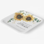 Zonnebloem Eucalyptus Groene Bruiloftsborrel Papieren Bordje (Gebogen)