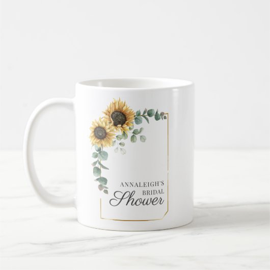 Zonnebloem Eucalyptus Groene Script Bruidsdouche Koffiemok (Links)