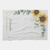 Zonnebloem Eucalyptus Groene Script Persoonlijk Theedoek (Horizontaal)