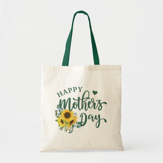 Zonnebloem Eucalyptus Happy Moederdag Tote Bag (Voorkant)
