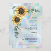 Zonnebloem Eucalyptus Holografische QR-code Trouwd Kaart (Voorkant / Achterkant)