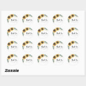 Zonnebloem Eucalyptus Huwelijk Script Bedankt Ronde Sticker (Vel)