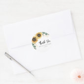 Zonnebloem Eucalyptus Huwelijk Script Bedankt Ronde Sticker (Envelop)