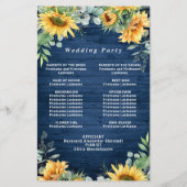 Zonnebloem Eucalyptus Huwelijksceremonie Programma (Achterkant)