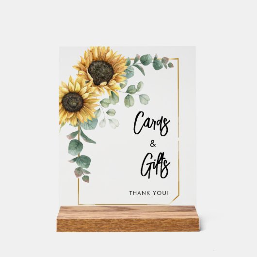 Zonnebloem Eucalyptus Kaarten en geschenken Vrijge Acryl Bord (Voorkant)