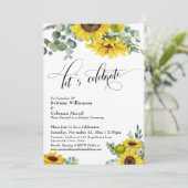 Zonnebloem Eucalyptus Laten we de receptie vieren Kaart (Staand voorkant)