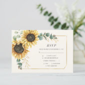 Zonnebloem Eucalyptus Leaves Greenery RSVP Kaartje (Staand voorkant)