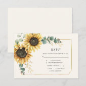 Zonnebloem Eucalyptus Leaves Greenery RSVP Kaartje (Voorkant / Achterkant)