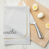 Zonnebloem Eucalyptus Leaves Script Monogram Theedoek (Quarter Fold)