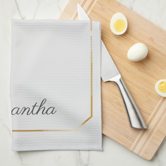 Zonnebloem Eucalyptus Leaves Script Monogram Theedoek (Quarter Fold)