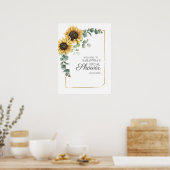 Zonnebloem Eucalyptus Leaves Script Vrijgezellenfe Poster (Keuken)