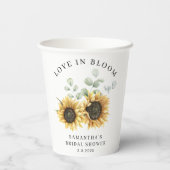 Zonnebloem Eucalyptus Liefde in Bloei Bruidsdiner Papieren Bekers (Achterkant)