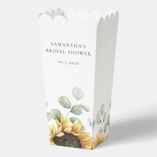 Zonnebloem Eucalyptus Liefde in Bloei Bruidsdouche Bedankdoosjes (Achterkant)