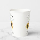Zonnebloem Eucalyptus Liefde in Bloei Bruidsdouche Papieren Bekers (Rechts)
