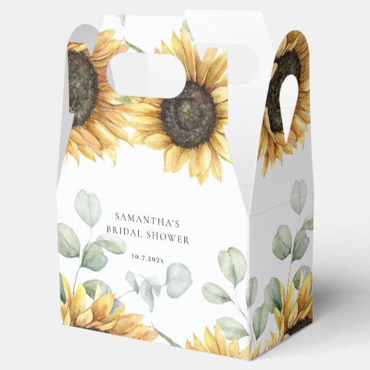 Zonnebloem Eucalyptus Liefde in Bloom Vrijgezellen Bedankdoosjes (Geopend)