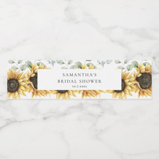 Zonnebloem Eucalyptus Liefde in Bloom Vrijgezellen Waterfles Etiket (Enkel label)