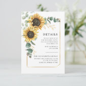 Zonnebloem Eucalyptus loof bruiloft details Informatiekaartje (Staand voorkant)