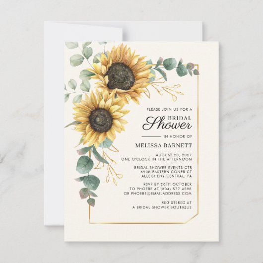 Zonnebloem Eucalyptus loof Vrijgezellenfeest Kaart (Voorkant)