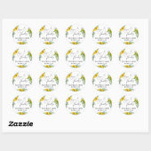 Zonnebloem Eucalyptus Love & Bedankt Handwriting Ronde Sticker (Vel)