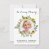 Zonnebloem Eucalyptus Memorial Sympathy Funeral Bedankkaart (Voorkant)