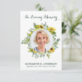 Zonnebloem Eucalyptus Memorial Sympathy Funeral Bedankkaart (Staand voorkant)