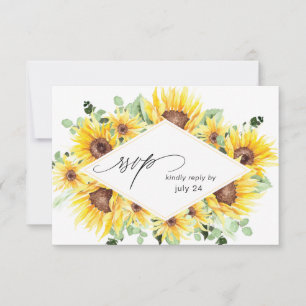 Zonnebloem & Eucalyptus MOD Bloemen met maaltijd R RSVP Kaartje