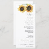 Zonnebloem Eucalyptus Moderne bruiloft Menu (Voorkant / Achterkant)