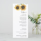 Zonnebloem Eucalyptus Moderne bruiloft Menu (Staand voorkant)