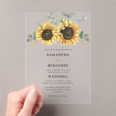 Zonnebloem Eucalyptus Natuur bruiloft Acryl Uitnodigingen (Insitu (Draagbaar))