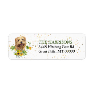Zonnebloem Eucalyptus Norfolk Terrier Etiket