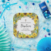 Zonnebloem Eucalyptus Palm Boho Square Doop Papieren Bordje (Feest)