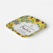 Zonnebloem Eucalyptus Palm Boho Square Doop Papieren Bordje (Gebogen)