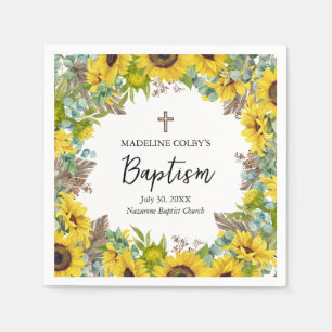 Zonnebloem Eucalyptus Palm Boho Vierkant Doopfeest Servet