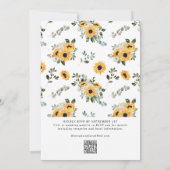 Zonnebloem Eucalyptus QR Code RSVP Huwelijk Kaart (Achterkant)